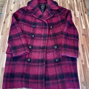 Coach Plaid Double-Breasted Wool Coat